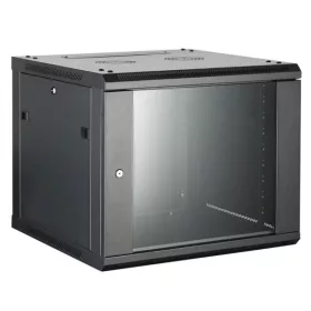  Hikvision Rackszekrény - 19" fali kivitel (12U, 600x600x635, fekete, egyrekeszes, üvegajtós, max.60 kg)