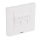 Legrand süllyesztett szerelvény - 2xRJ45 keystone port fogadására, döntött, fehér burkolattal és kerettel, címketartóval