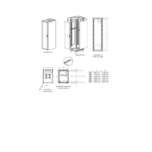 Equip Rackszekrény - EBF-22-6080-G-BAAA (19", 22U, 600x800mm, előre szerelt, szürke)