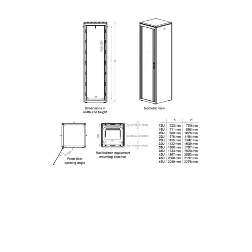 Equip Rackszekrény - EDF-26-6060-G-BIAA (19", 26U, 600x600mm, előre szerelt, szürke)