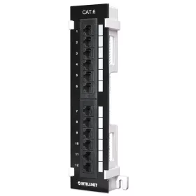   Manhattan Patch panel - Falra szerelhető, CAT6 UTP árnyékolatlan patch panel,  12 portos, 10" 1U, Fekete