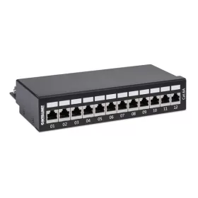   Manhattan asztali patch panel - CAT6A FTP árnyékolt patch panel, 12 portos, Fekete