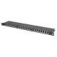 Manhattan Patch panel - CAT6A FTP árnyékolt patch panel, 24 portos, 19" 0.5U,  Fekete