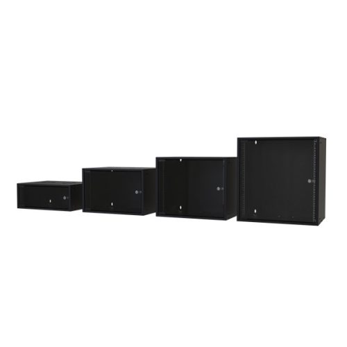 S-Link Rackszekrény - 7U 19" fali kivitel (400x530x400mm, ablakos, Flatpack, Fekete)