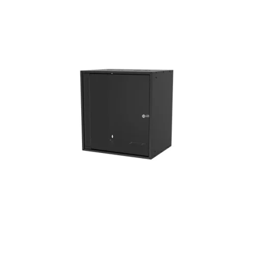 S-Link Rackszekrény - 12U 19" fali kivitel (540x530x400mm, ablakos, Flatpack, Fekete)