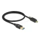 Delock Kábel - 84025 (SuperSpeed (USB 3.2 Gen2) USB-A apa -> Type-C apa, Max.: 10 Gb/s, fekete, 0,5m)