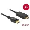 Delock Átalakító Kábel - 85317 (Displayport 1.2 -> HDMI, apa-apa, passzív, 4K, 2m)