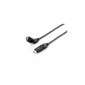   Equip Kábel - 119362 (HDMI2.0 kábel apa/apa, 4K/60Hz, aranyozott, forgatható csatlakozók, fekete, 2m)