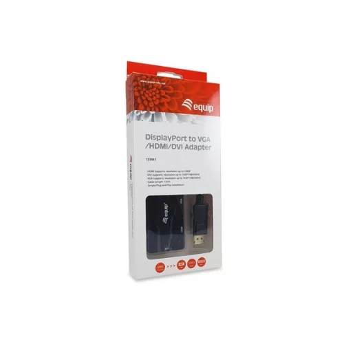 Equip Átalakító - 133441 (DisplayPort to VGA/HDMI/DVI, fekete)