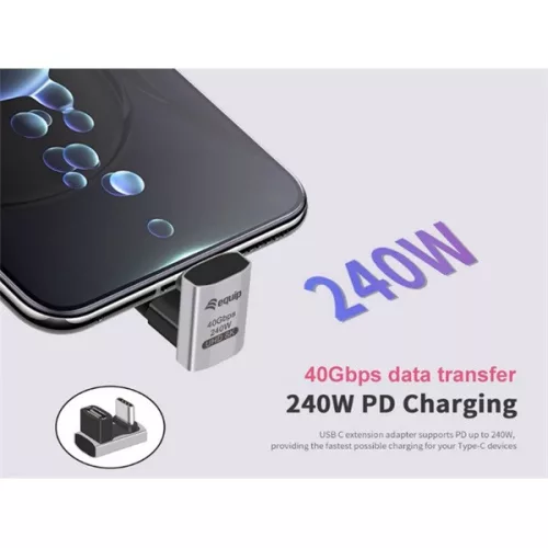 Equip Átalakító - 133477 (USB-C 4 -> USB-C 4 átalakító, apa/anya, fekete) 2db/csomag