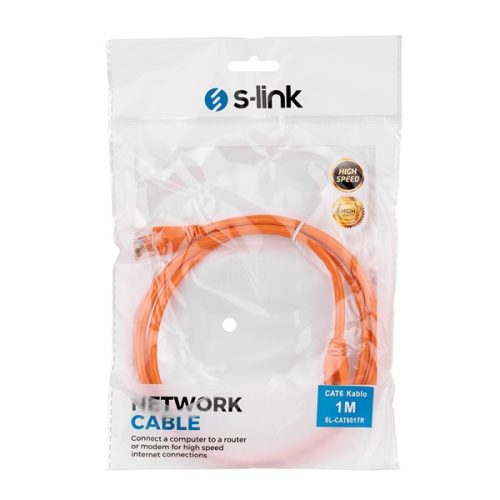 S-link Kábel - SL-CAT601TR (UTP patch kábel, CAT6, narancssárga, 1m)