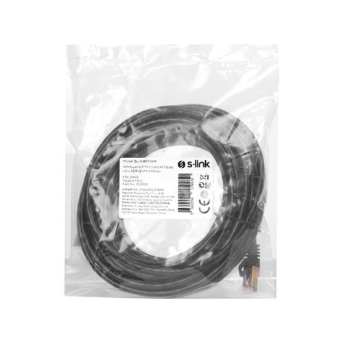 S-link Kábel - SL-CAT710M (S/FTP patch kábel, CAT7, aranyozott, fekete, 10m)