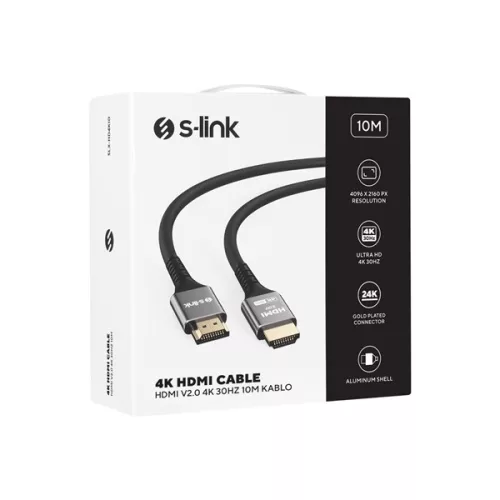 S-Link Kábel - SLX-HD4K10 (HDMI1.4 kábel, 4K/30Hz, apa/apa, aranyozott, 10m)