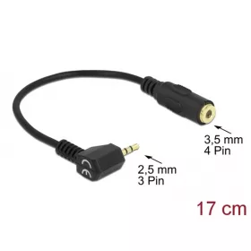   Delock Átalakító - 65674 (sztereó jack apa 2.5 mm > sztereó jack anya 3.5 mm 4 pines adapter)