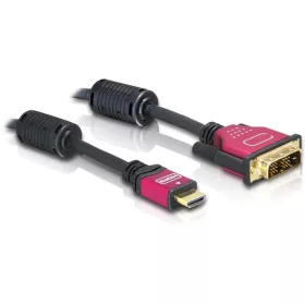   Delock Átalakító Kábel - 84342 (HDMI - DVI (18+1), apa/apa, FullHD, aranyozott, Max.:5,1 Gbps, 1,8m)