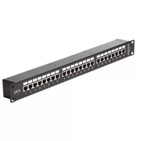   Delock Patch Panel - 43295 (Cat6 patch panel, 24 port, 1U, árnyékolt, fekete)
