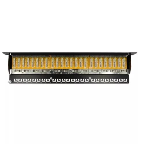 Delock Patch Panel - 43298 (Cat6 patch panel, 24 port, 1U, árnyékolt, fekete)