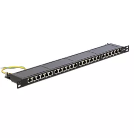   Delock Patch Panel - 43316 (Cat6 patch panel, 24 port, 0,5U, árnyékolt, fekete)