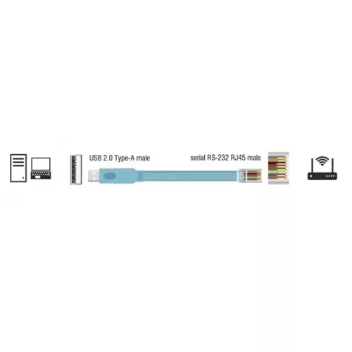 Delock Adapter - 63289 (USB2.0 -> 1xSoros RS-232 RJ45 apa-apa, kék, 3M)