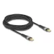 Delock Kábel - 80765 (USB A - USB TypeC - adat és töltő kábel áttetsző PD 3.0 100W fekete, 3m)