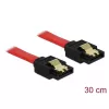 Delock Kábel - 82676 (SATA3, egyenes/egyenes csatl.(fémlappal), Max.: 6Gb/s, piros, 0,3m)