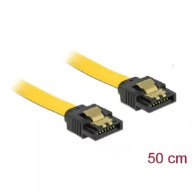   Delock Kábel - 82809 (SATA3, egyenes/egyenes csatl.(fémlappal), Max.: 6Gb/s, sárga, 0,5m)
