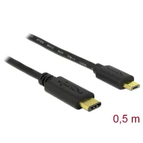   Delock Kábel - 83333 (USB Type-C 2.0 – USB 2.0 Micro-B kábel, apa/apa, fekete, 0,5m)