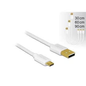   Delock Kábel - 83679 (USB2.0 - microUSB töltő és adat kábel készlet, 30/60/90cm, fehér)