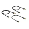 Delock Kábel - 83680 (USB2.0 - microUSB töltő és adat kábel készlet, 30/60/90cm, fekete)