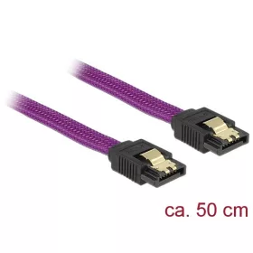   Delock Kábel - 83691 (SATA3, egyenes/egyenes, csatl.(fémlappal) Max.: 6Gb/s, lila, 0.5m)