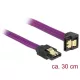 Delock Kábel - 83695 (SATA3, egyenes/lefelé 90fok, csatl.(fémlappal) Max.: 6Gb/s, lila, 0.3m)