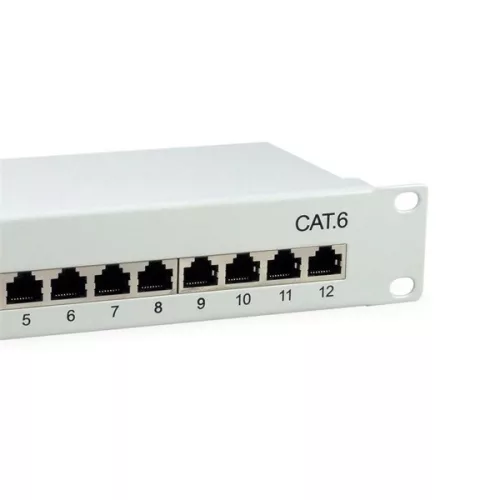 Equip Patch panel - 208014 (12 port, Cat6, árnyékolt, szürke)
