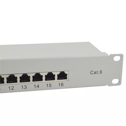 Equip Patch panel - 326317 (16 port, Cat6, árnyékolt, szürke)