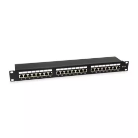   Equip Patch panel - 326425 (24 port, Cat6, 1U, árnyékolt, fekete)