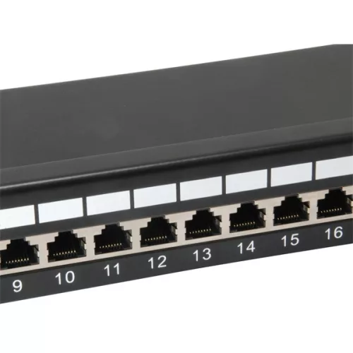 Equip Patch panel - 326425 (24 port, Cat6, 1U, árnyékolt, fekete)
