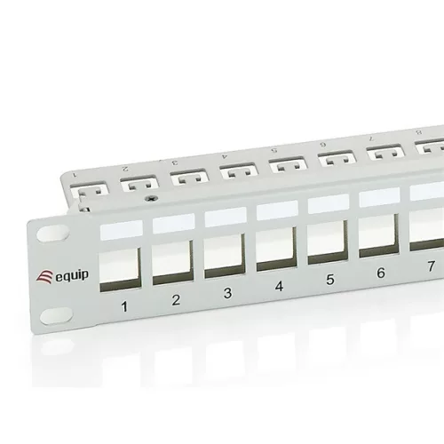 Equip Keystone Patch Panel - 767124 (24 port, 1U, árnyékolt, szürke)