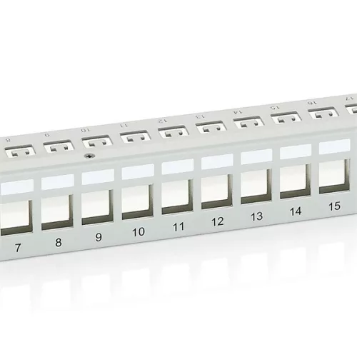 Equip Keystone Patch Panel - 767124 (24 port, 1U, árnyékolt, szürke)