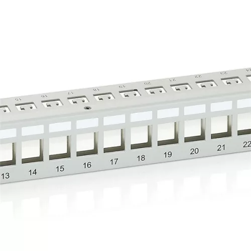 Equip Keystone Patch Panel - 767124 (24 port, 1U, árnyékolt, szürke)