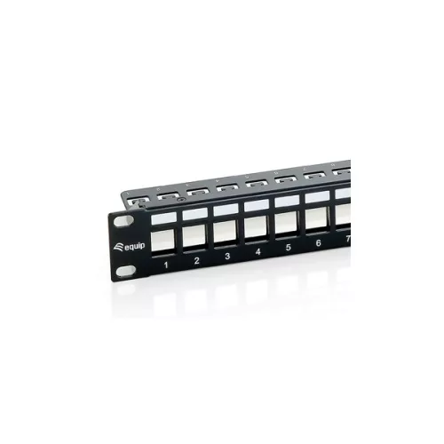 Equip Keystone Patch Panel - 769124 (24 port, 1U, árnyékolt, fekete)
