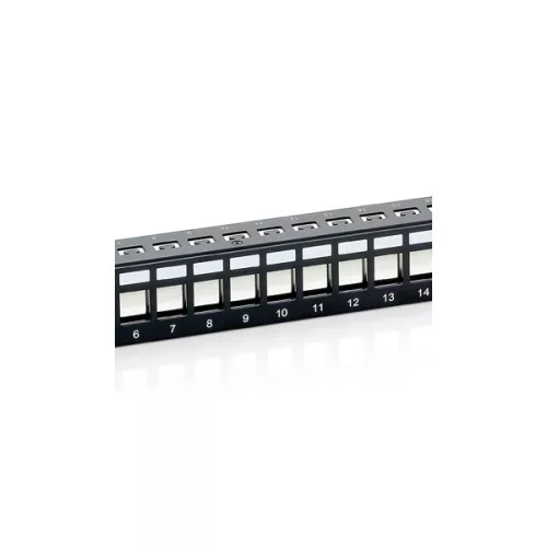 Equip Keystone Patch Panel - 769124 (24 port, 1U, árnyékolt, fekete)
