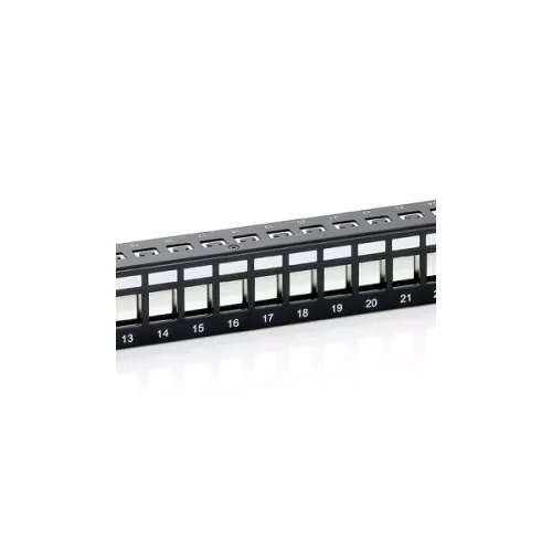 Equip Keystone Patch Panel - 769124 (24 port, 1U, árnyékolt, fekete)