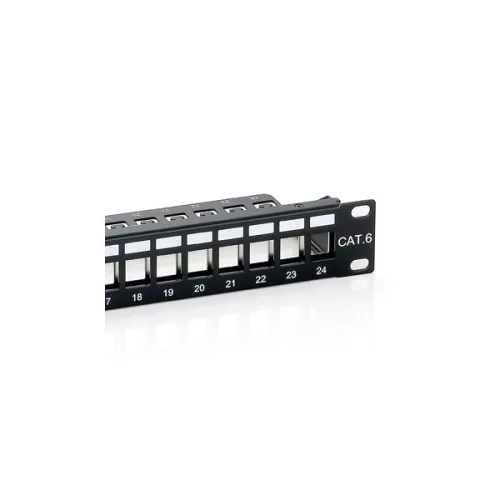 Equip Keystone Patch Panel - 769124 (24 port, 1U, árnyékolt, fekete)