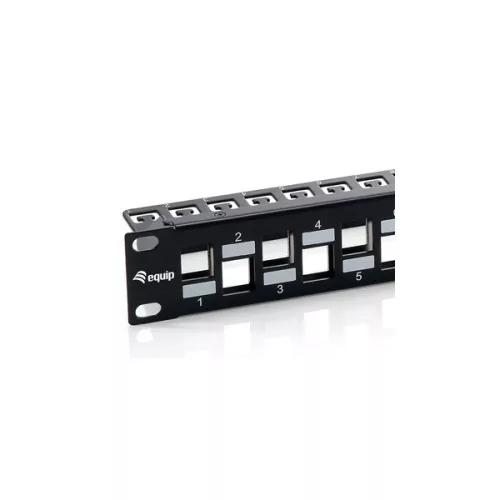 Equip Keystone Patch Panel - 769324 (24 port, 1U, árnyékolt, fekete)