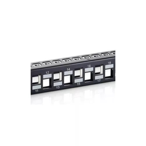 Equip Keystone Patch Panel - 769324 (24 port, 1U, árnyékolt, fekete)