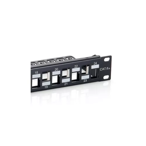 Equip Keystone Patch Panel - 769324 (24 port, 1U, árnyékolt, fekete)