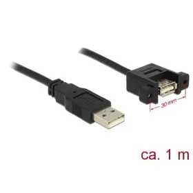   Delock Kivezetés - 85106 (1x USB-A > 1x USB2.0 szerelhető, apa/anya, Fekete, 1m )