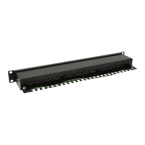 Walisec patch panel - PP-P6S2401 (24 port, Cat6, 1U, árnyékolt, fekete)