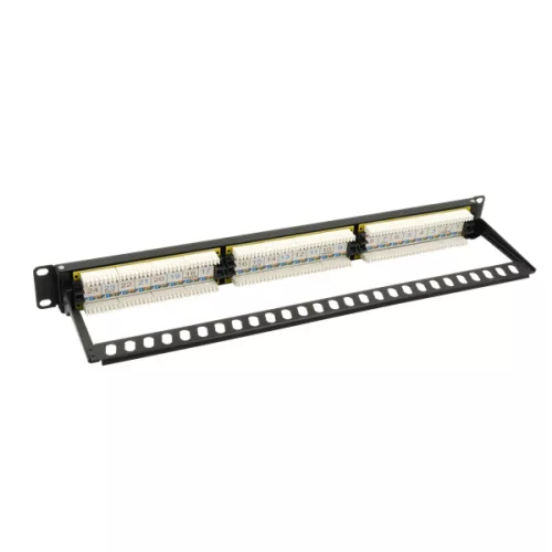 Walisec patch panel - PP-P6U2402 (24 port, Cat6, 1U, árnyékolatlan, fekete)