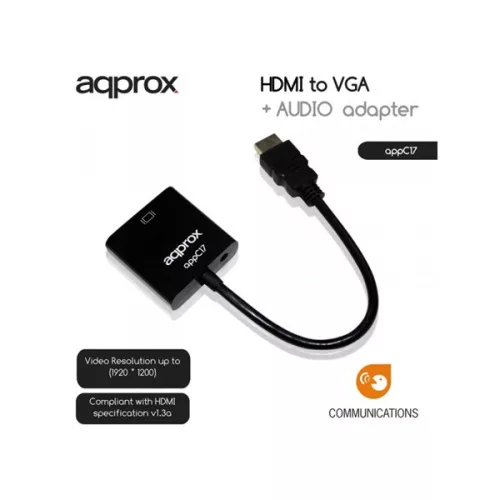 APPROX Átalakító - HDMI to VGA + AUDIO adapter