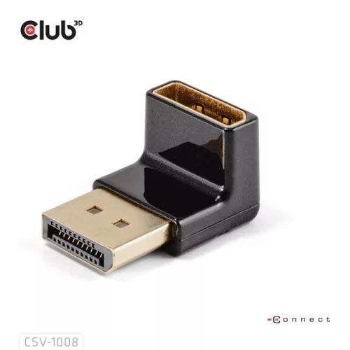 Club 3D Átalakító - CAC-1008 (90° DisplayPort  1.4,  M/F, 4K120Hz, univerzális)